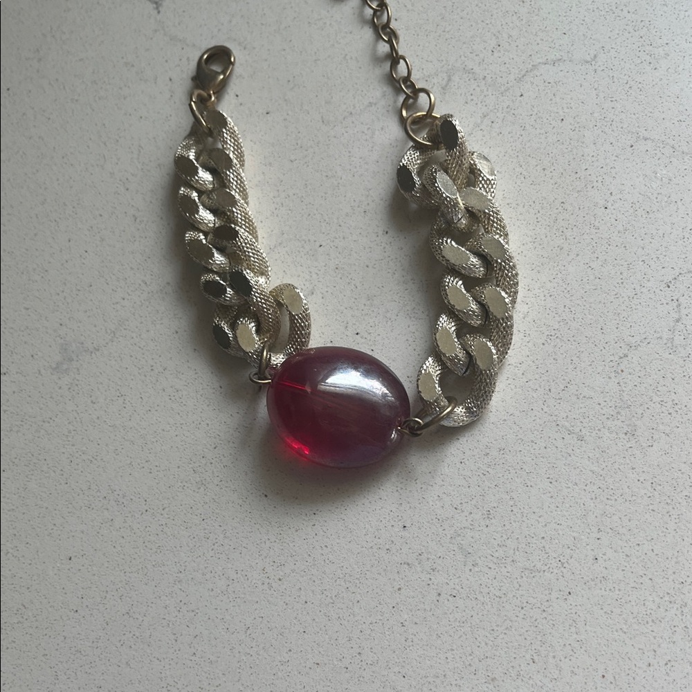 Sabika Gold Bracelet with Red Gemstone